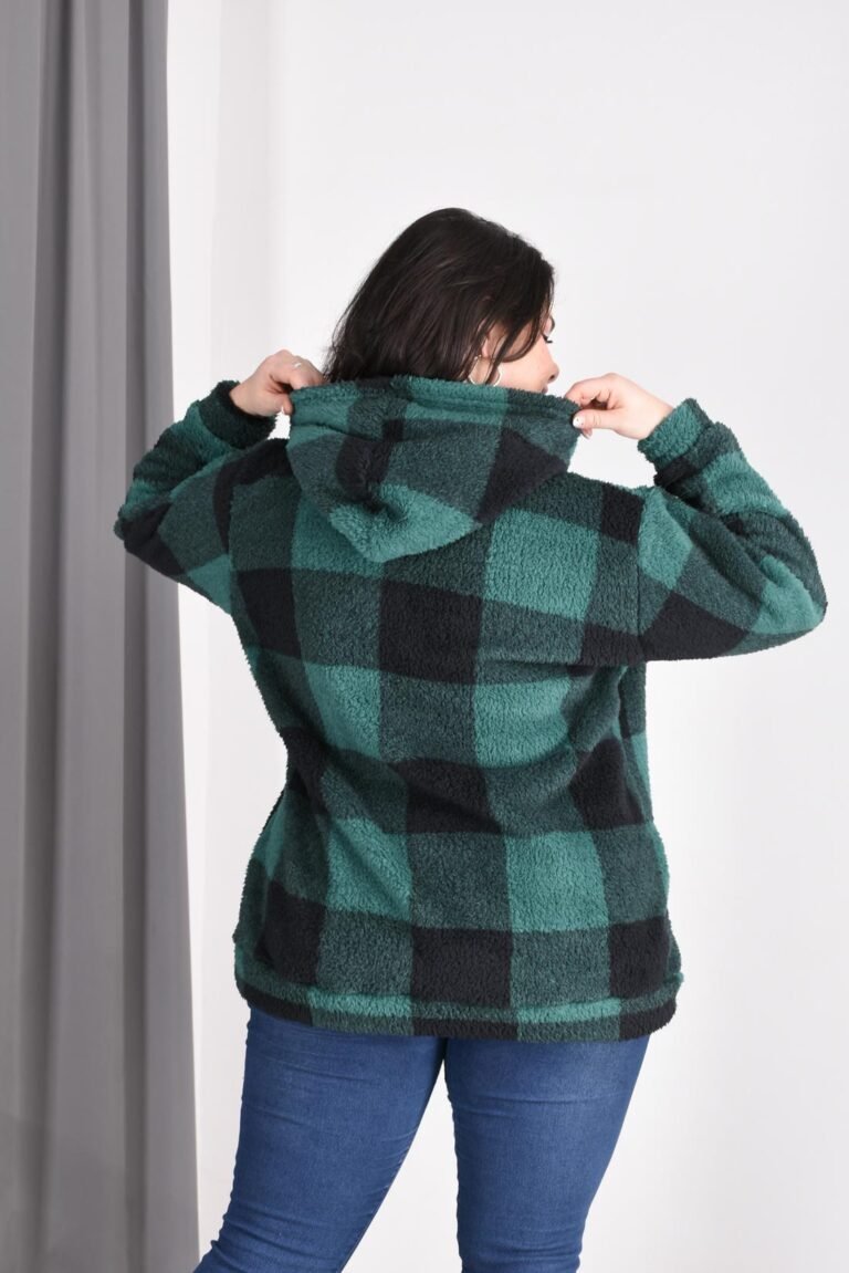 Canguro bifaz mujer talle especial vista trasera diseño cuadrillé