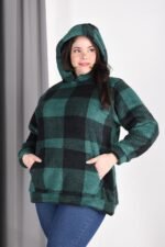 Canguro cuadrillé bifaz mujer talle especial vista frontal verde