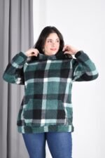 Canguro cuadrillé bifaz mujer talle especial vista frontal verde