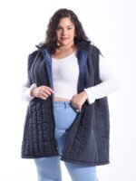 Chaleco de microfibra para mujer en talle especial color negro acolchado sin mangas